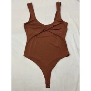 Abercrombie & Fitch Brown Cutout Sleeveless Tank Bodysuit Twist Front Size L